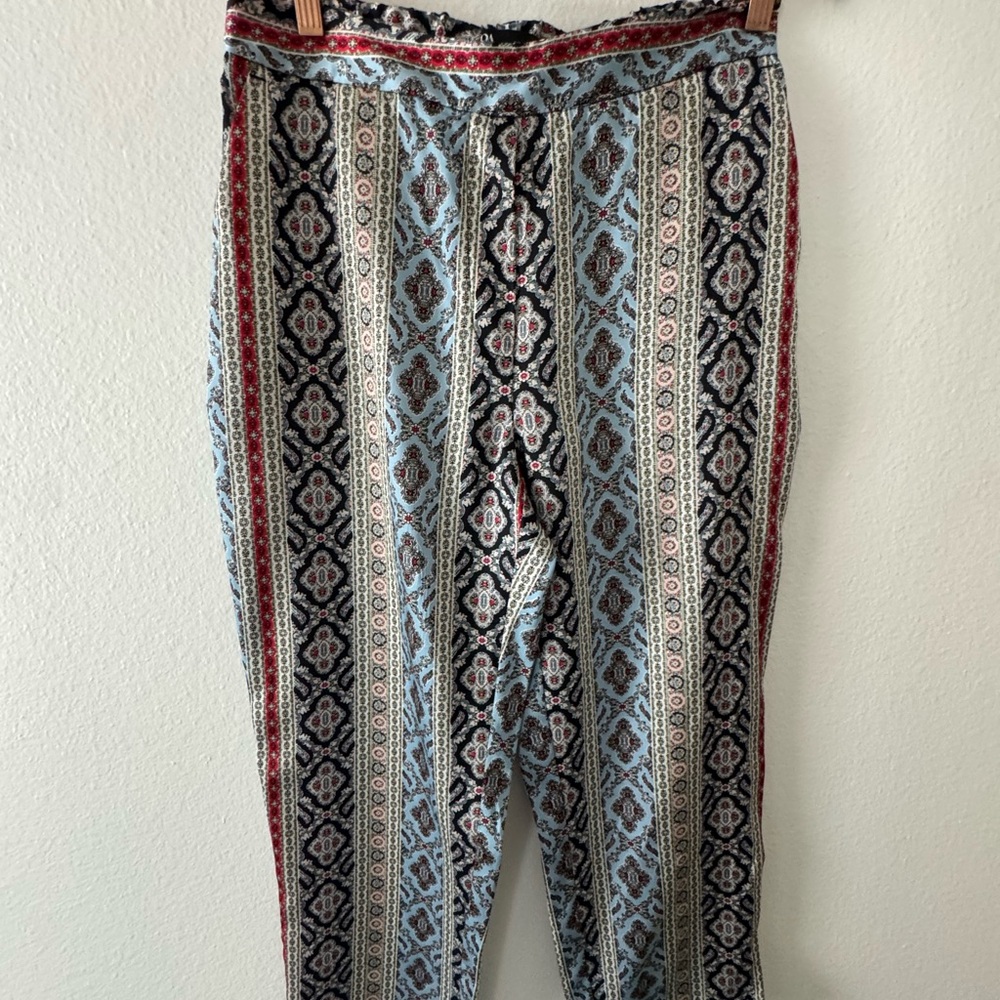 Zara Patterned Pants with Red and Blue Accents